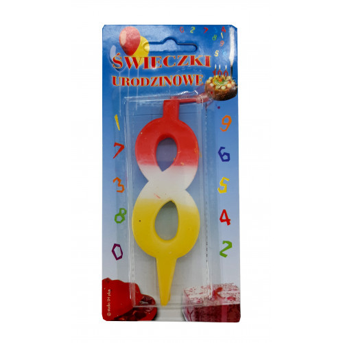 Lumânare cifra 8 Tricolor